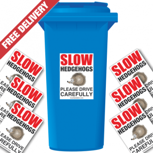 Slow Hedgehogs Please Drive Carefully Speed Reduction Wheelie Bin Stickers
